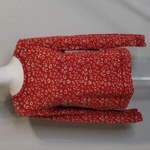 LOFT sweater medium animal print reddish orange white lightweight sweater LOFT